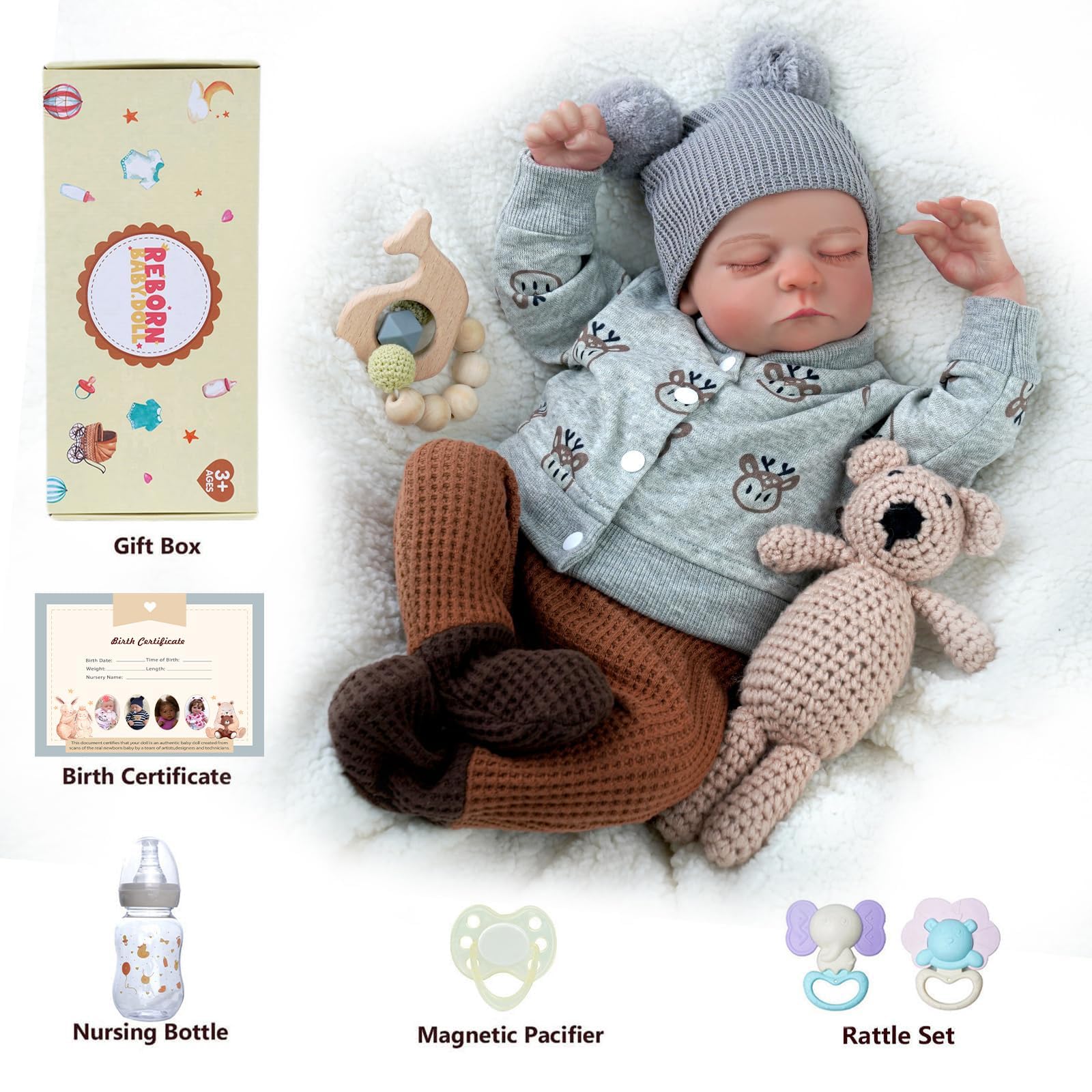 ADFO lifelike reborn baby doll with accessories display ideal for gifting