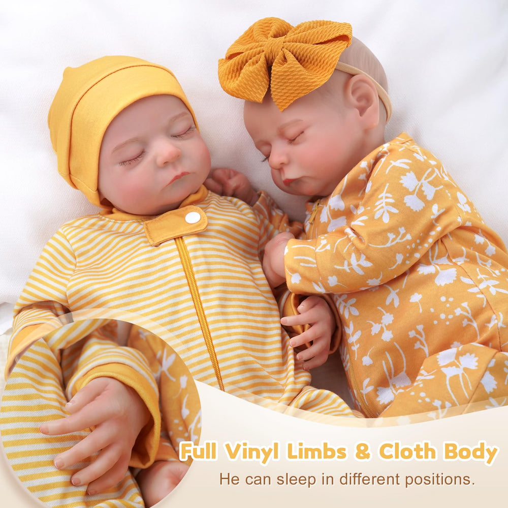 ADFO twins in headband and hat highlighting newborn realism