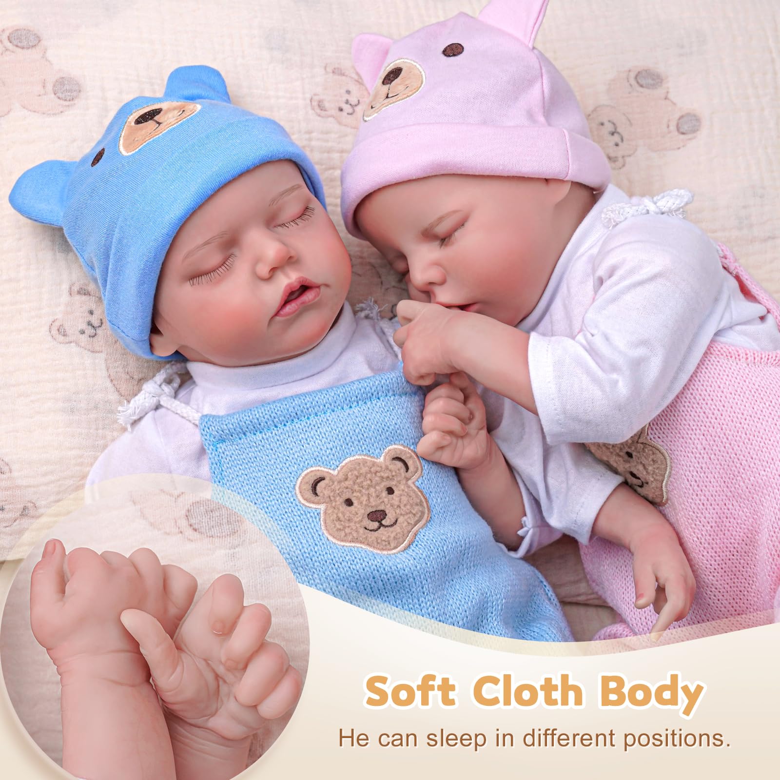 ADFO realistic newborn twins with painted features and delicate detailing.