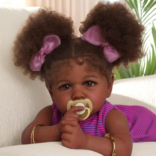 ADFO Reborn Black Baby Doll 22-inch body with poseable limbs for nurturing play.