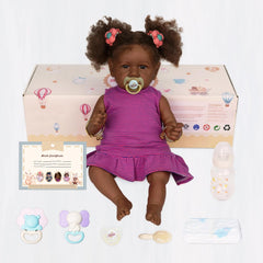 ADFO Reborn Black Baby Doll birth card included adds to role-play.