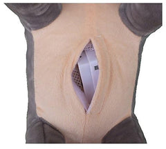 Adore Plush Hippo stomach pouch Velcro opens for quick, playful sound reveal.