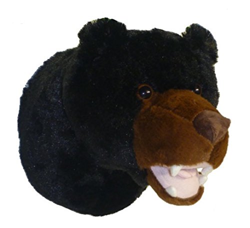 Adore Tahoe Black Bear plush walltoy front view, cuddly decor for nursery