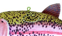 Adore Sierra Rainbow Trout plush wall mount with top hanging loop for ceiling or wall display.