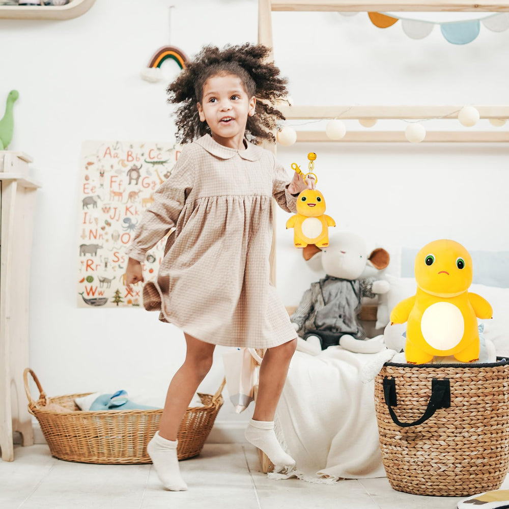 Adorlynetty Nailong dinosaur plush, friendly yellow hue brightens any playroom.