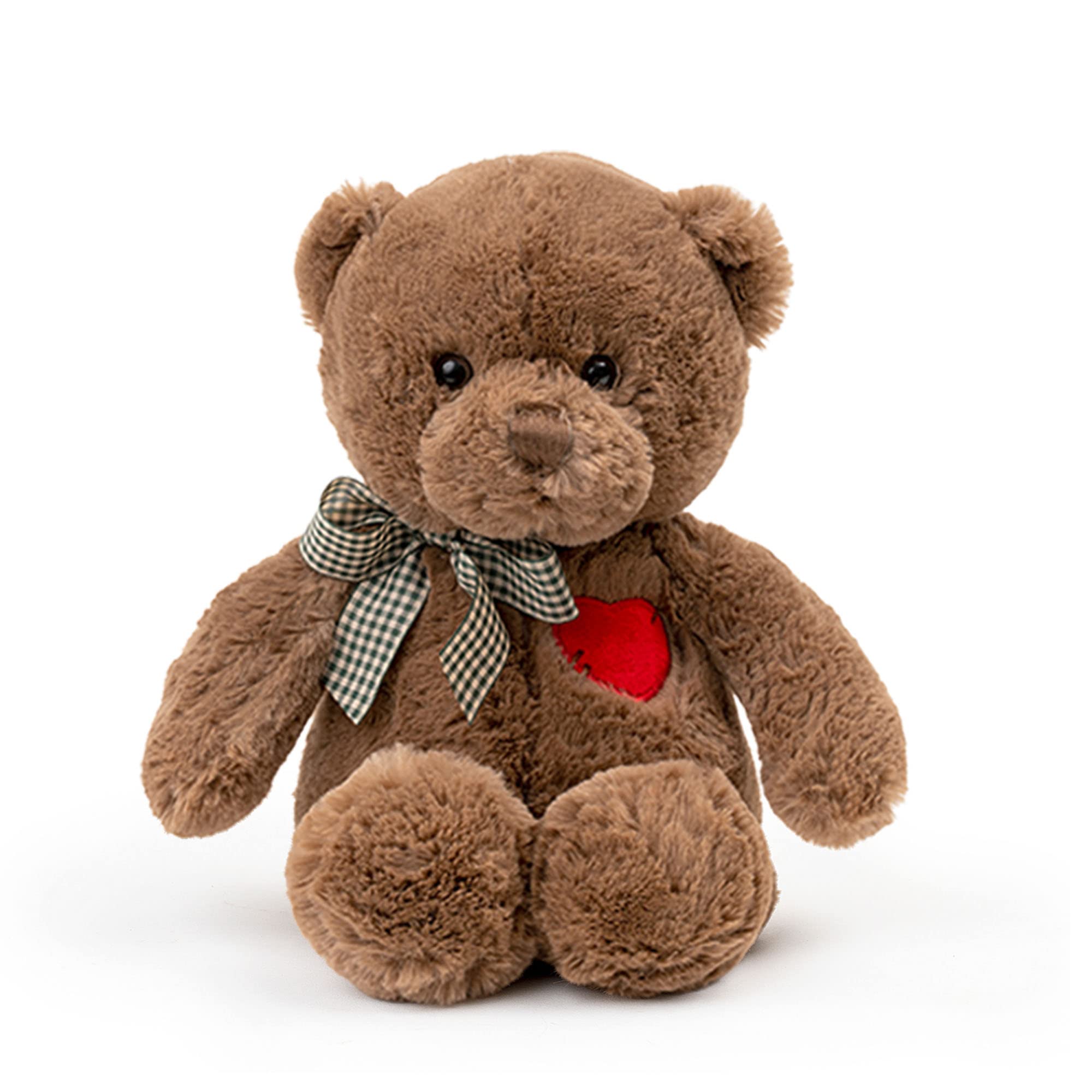 Adorlynetty 11-4in small teddy bear with heart provides safe, cuddly companionship for kids.