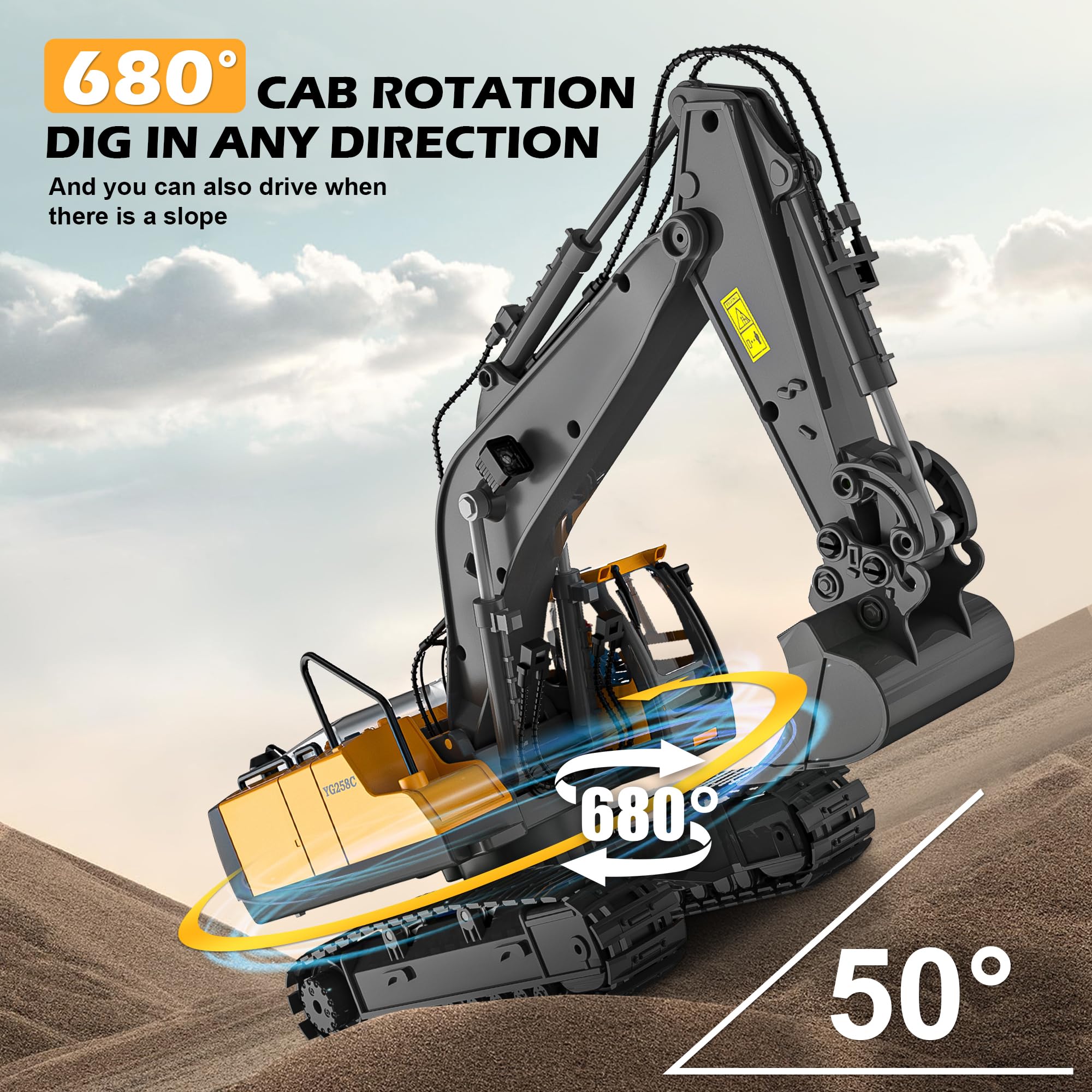 ADTHLIER RC excavator rechargeable battery enabling longer play sessions