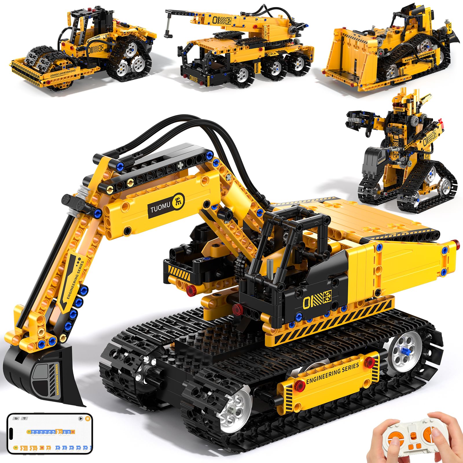 ADUSRIZ 5-in-1 robot toy models for imaginative building and play.