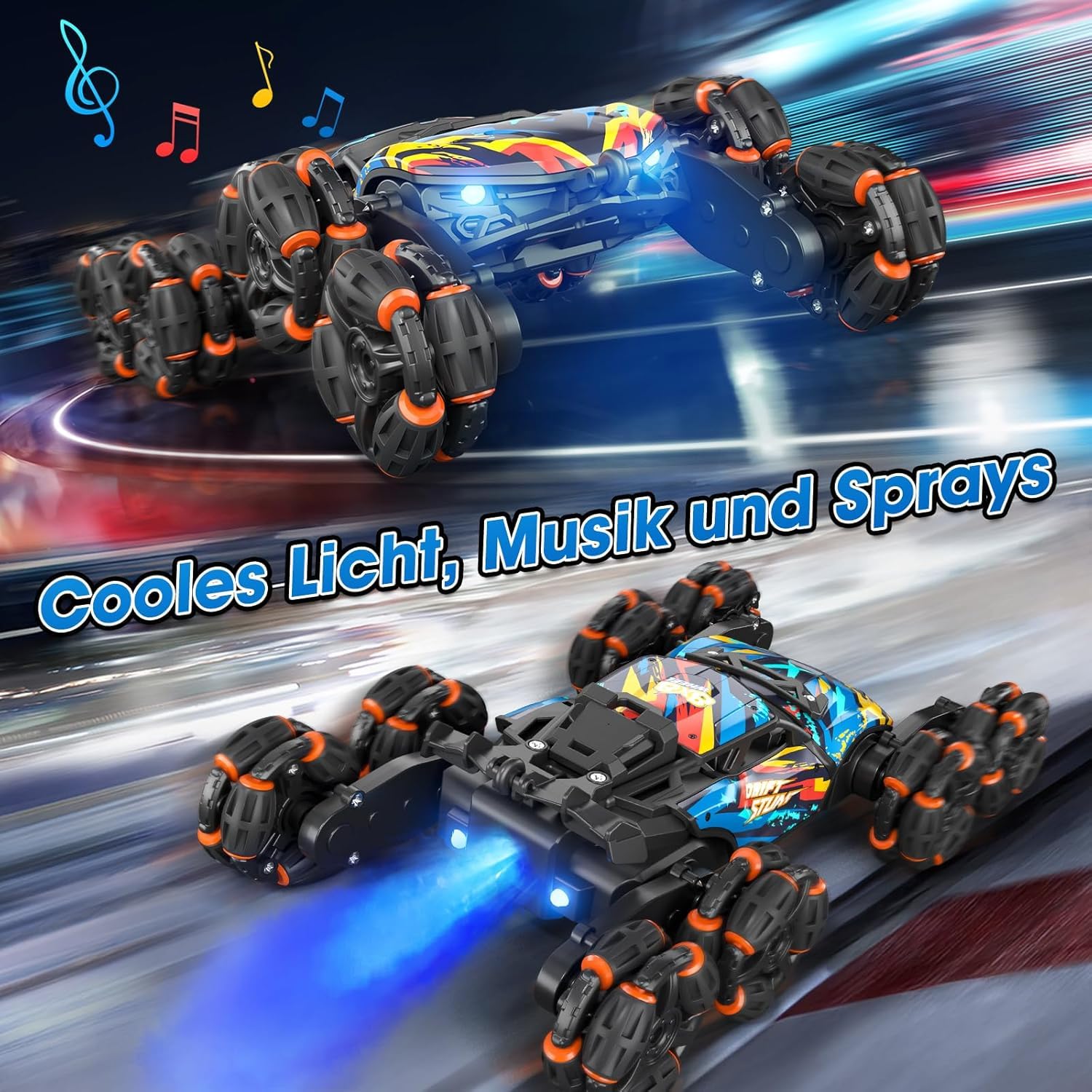 ADUSRIZ 8WD gesture car side view highlighting agile steering.