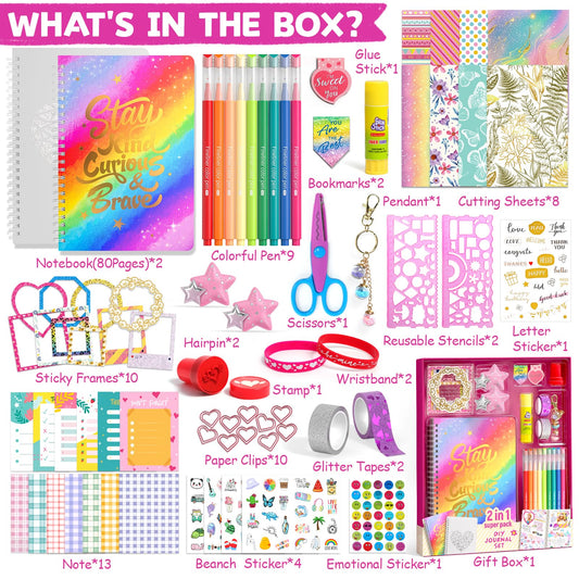 ADUSRIZ DIY journal kit inner pages showing two 80-page journals for memory keeping.