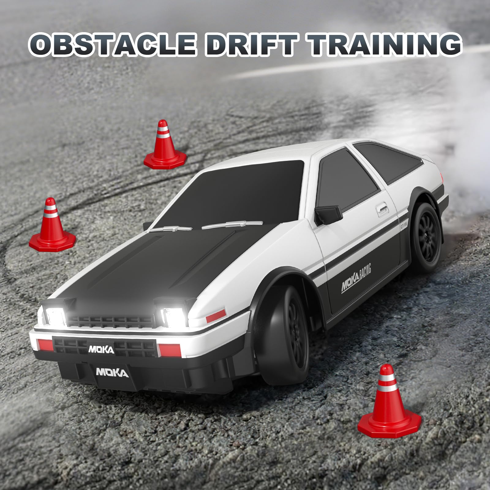 ADUSRIZ RC Drift Car 4WD system emphasizing strong traction on varied surfaces.