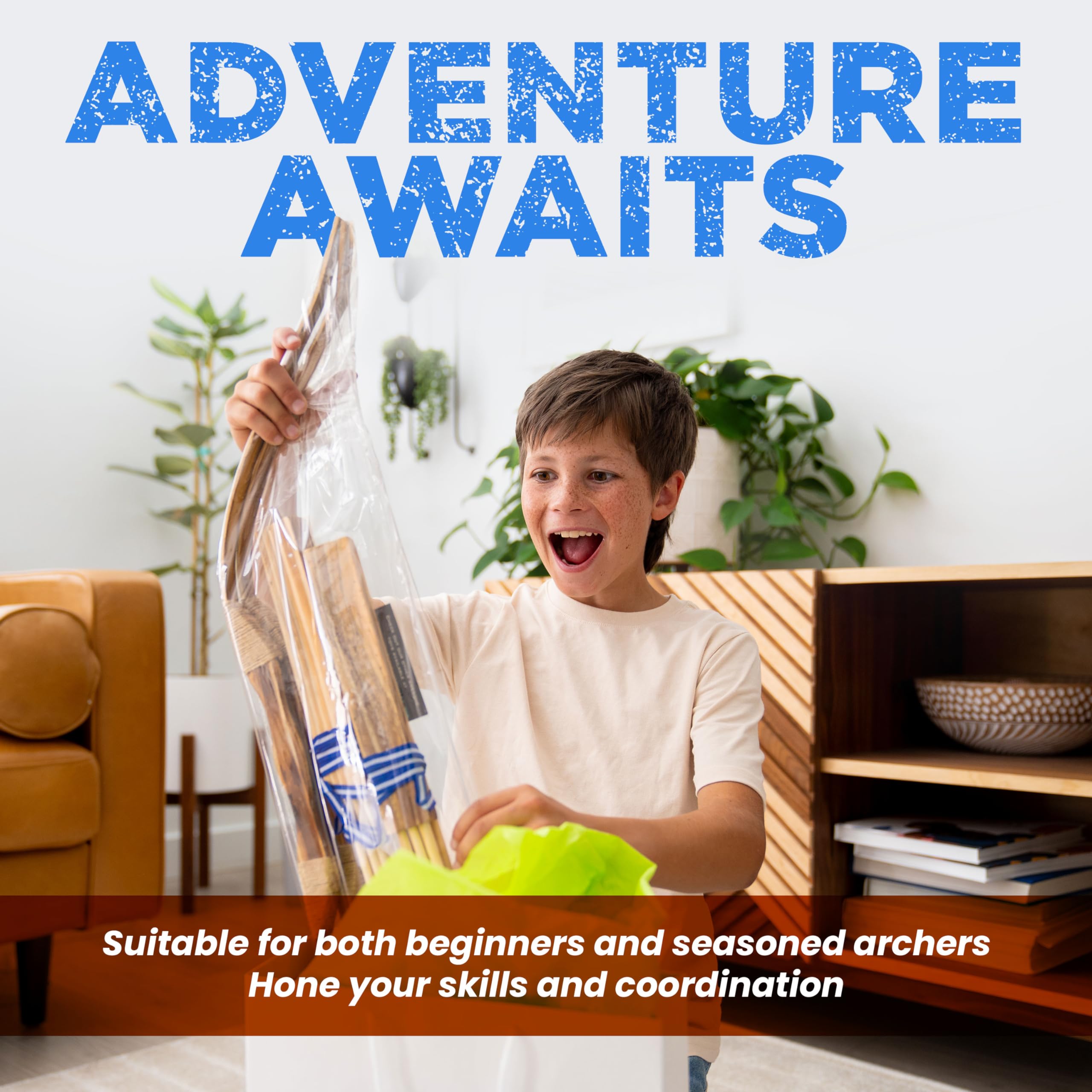 Adventure Awaits bow grain closeup showing durable construction for lasting play.