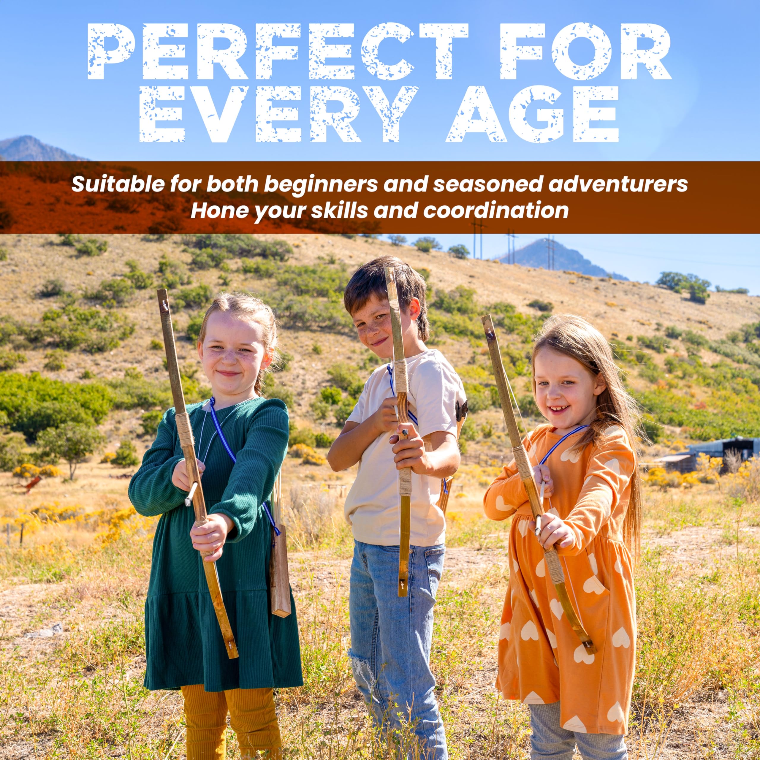 Adventure Awaits quiver included for easy arrow storage during backyard adventures.