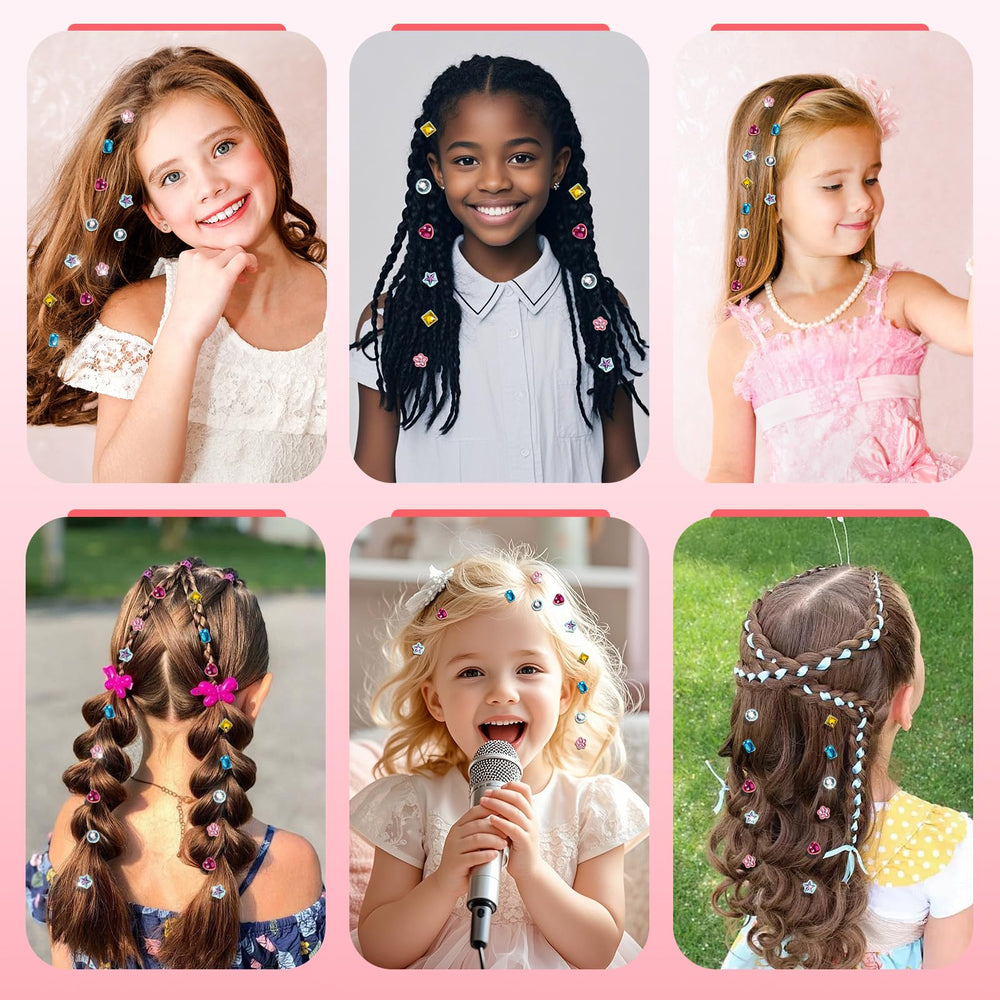 Sparkling hair gems for kids 4-12 with easy application