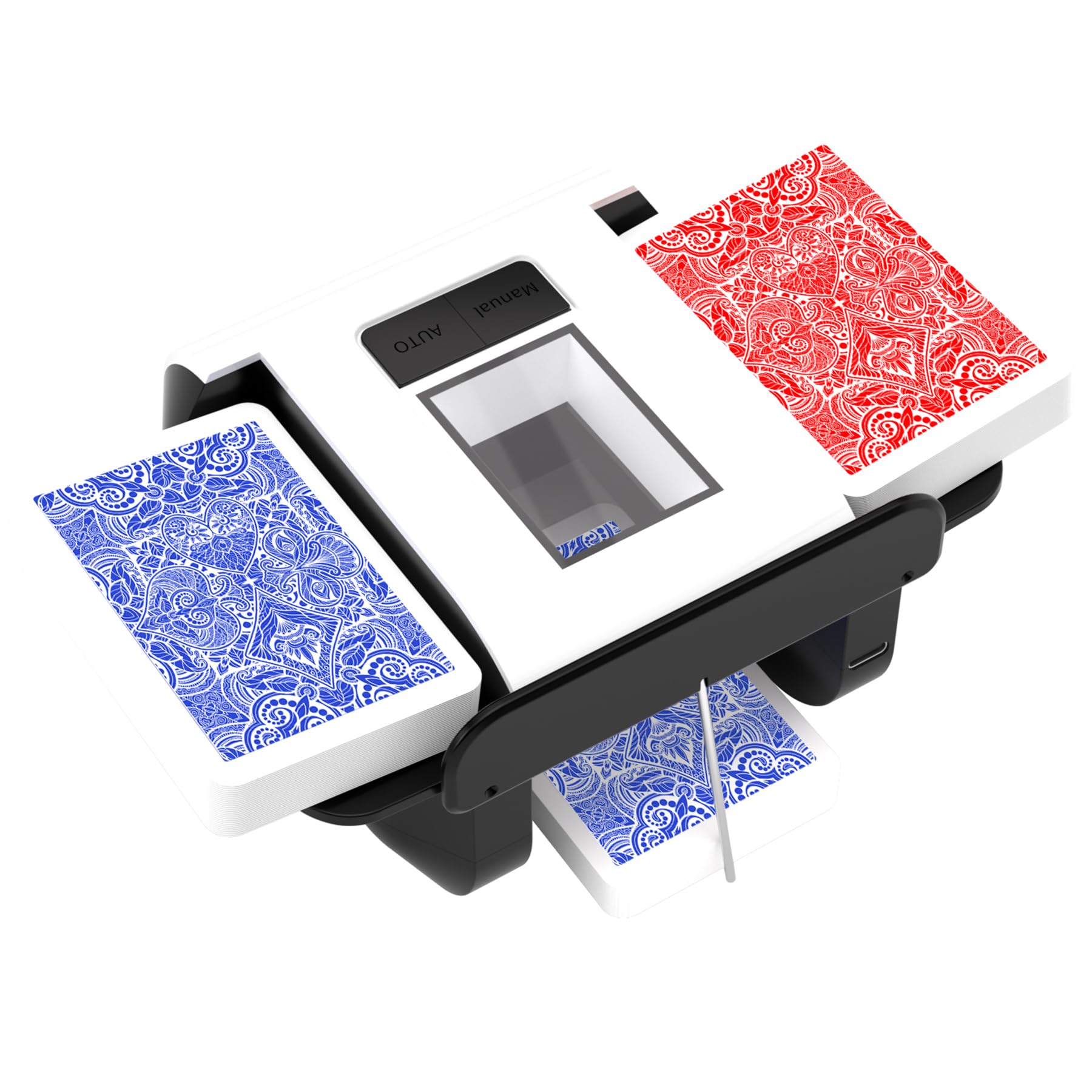 ADZERD automatic card shuffler with two-deck capacity for quick shuffles.