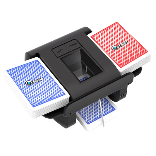 ADZERD automatic card shuffler top view, portable design for quick game nights