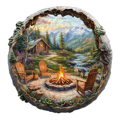 Aeekdook wooden puzzle bonfire scene for cozy family puzzle time.