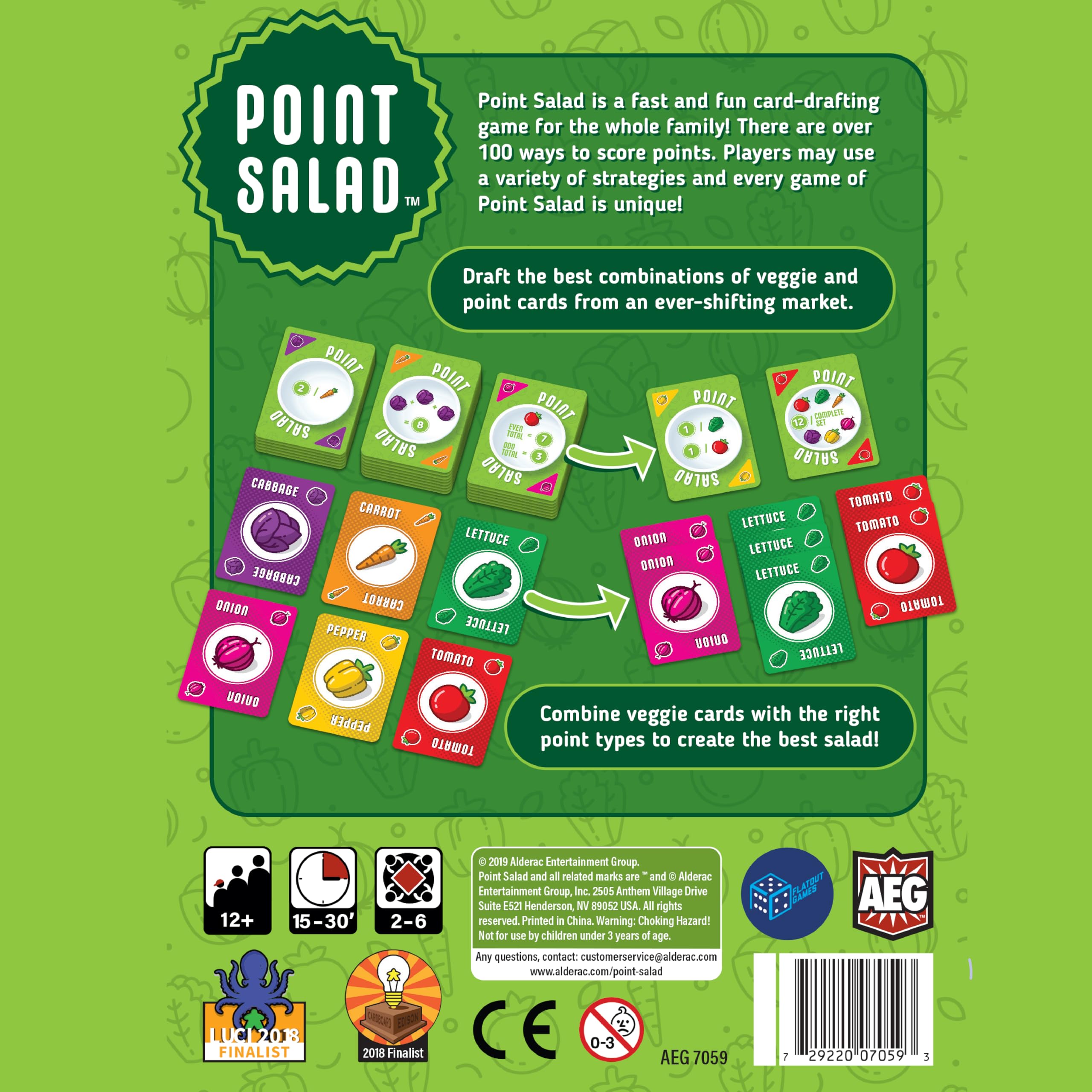 AEG Point Salad cards display shows diverse scoring options for quick decisions.