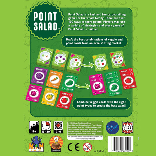 AEG Point Salad cards display shows diverse scoring options for quick decisions.