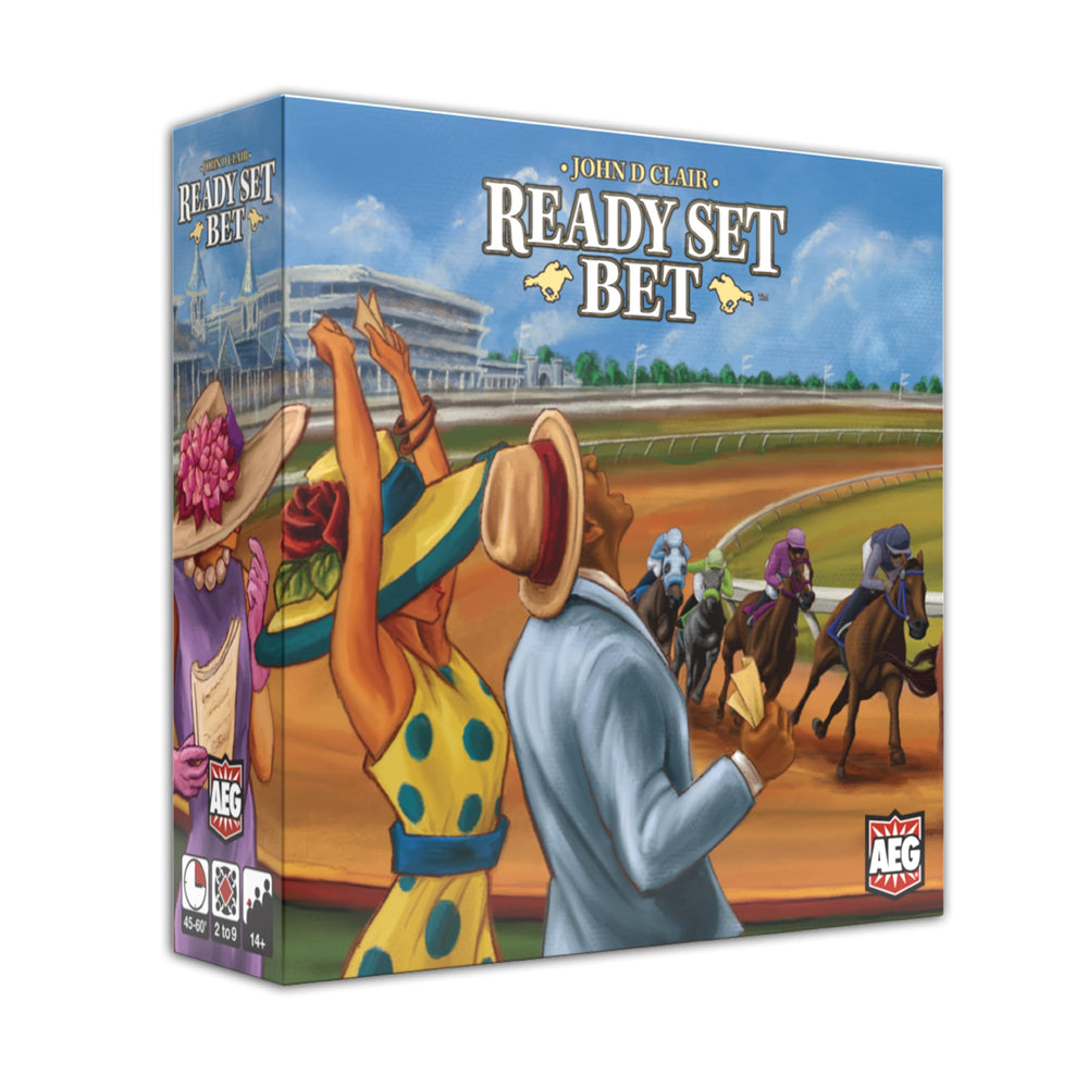 AEG Ready Set Bet race scene with dice and cheering players for social gaming.