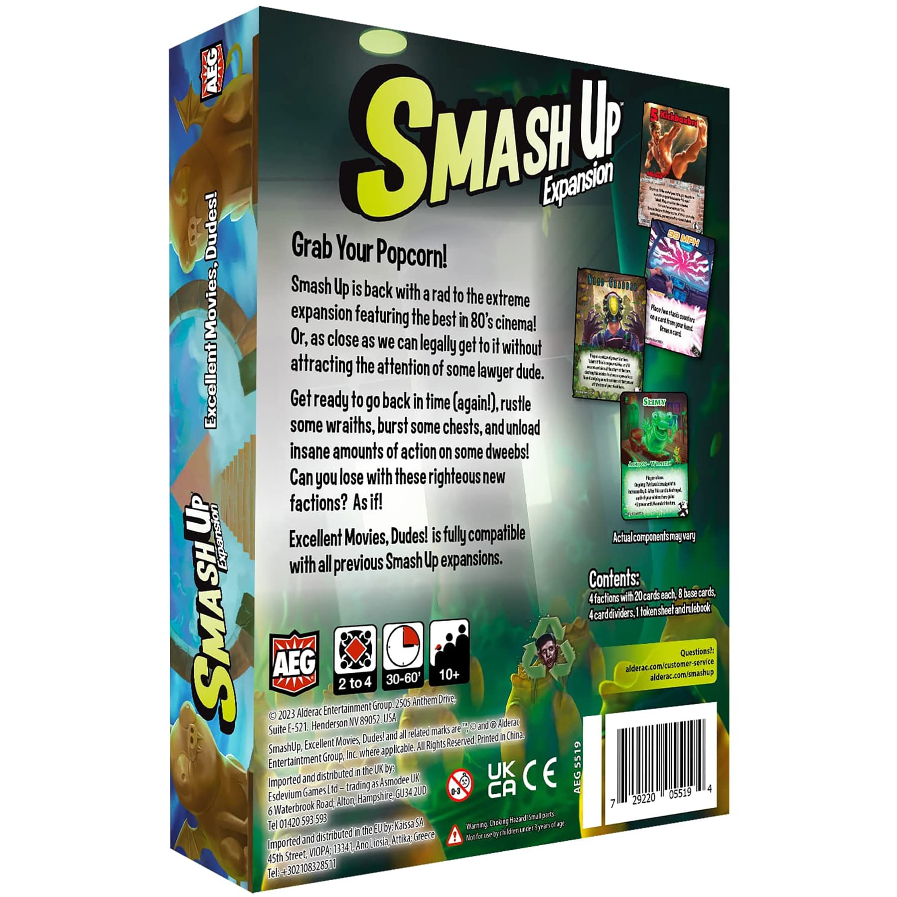 AEG Smash Up: Excellent Movies, Dudes! time travel visuals spark retro strategy and fast rounds.