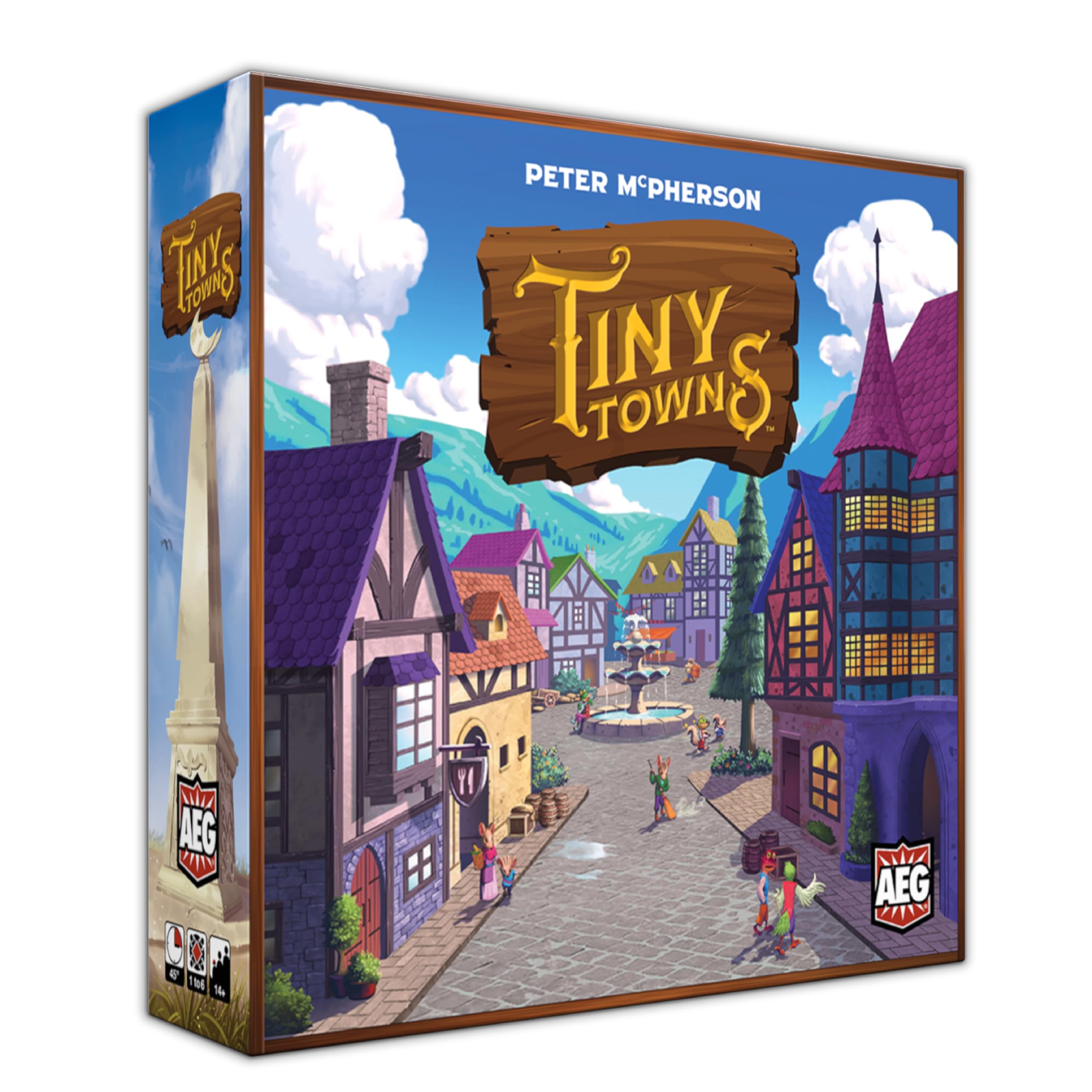 AEG Tiny Towns board layout on a 4x4 grid for strategic placement.