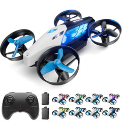 Aeihopfe 2-in-1 drone for indoor air flight and land drive.