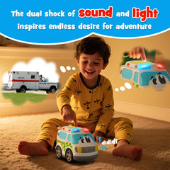 AEROQUEST ambulance toy with lights and siren for realistic emergency scenarios.