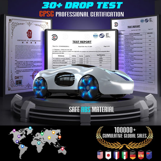 AEROQUEST gesture car side view shows durable, kid friendly construction