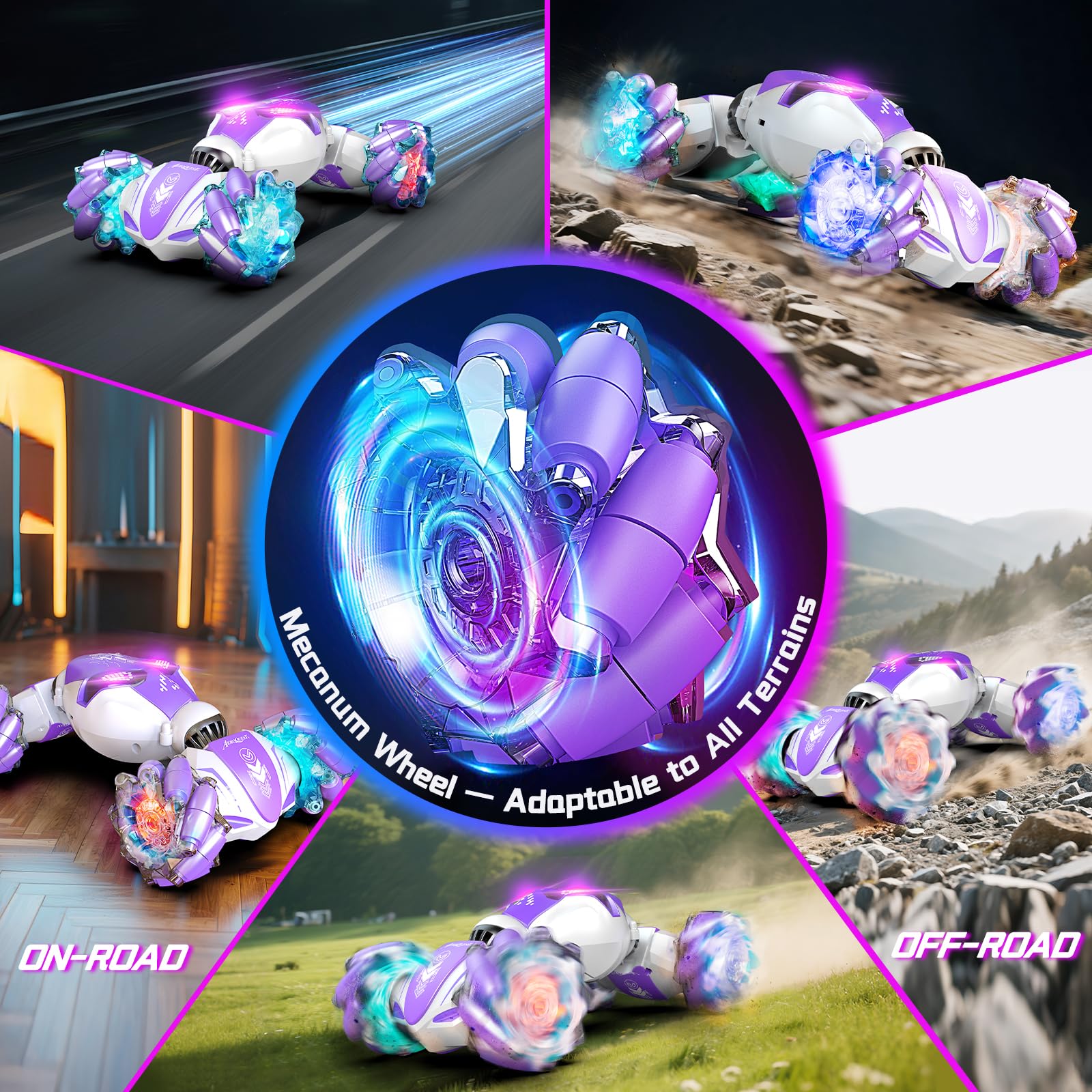 AEROQUEST gesture-sensing RC stunt car with LED lights for night visibility and excitement