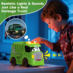 AEROQUEST kid playing with trash truck encourages imaginative, eco-friendly pretend play