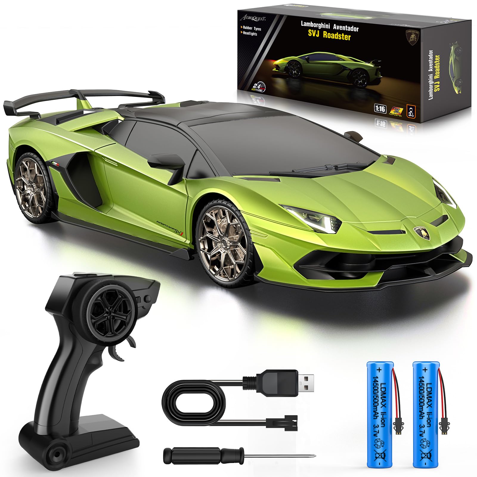 AEROQUEST Lamborghini 1:16 front view with official license design for realistic play.
