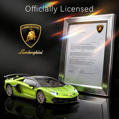 AEROQUEST Lamborghini RC car 1:24-scale chassis close-up shows durable construction.