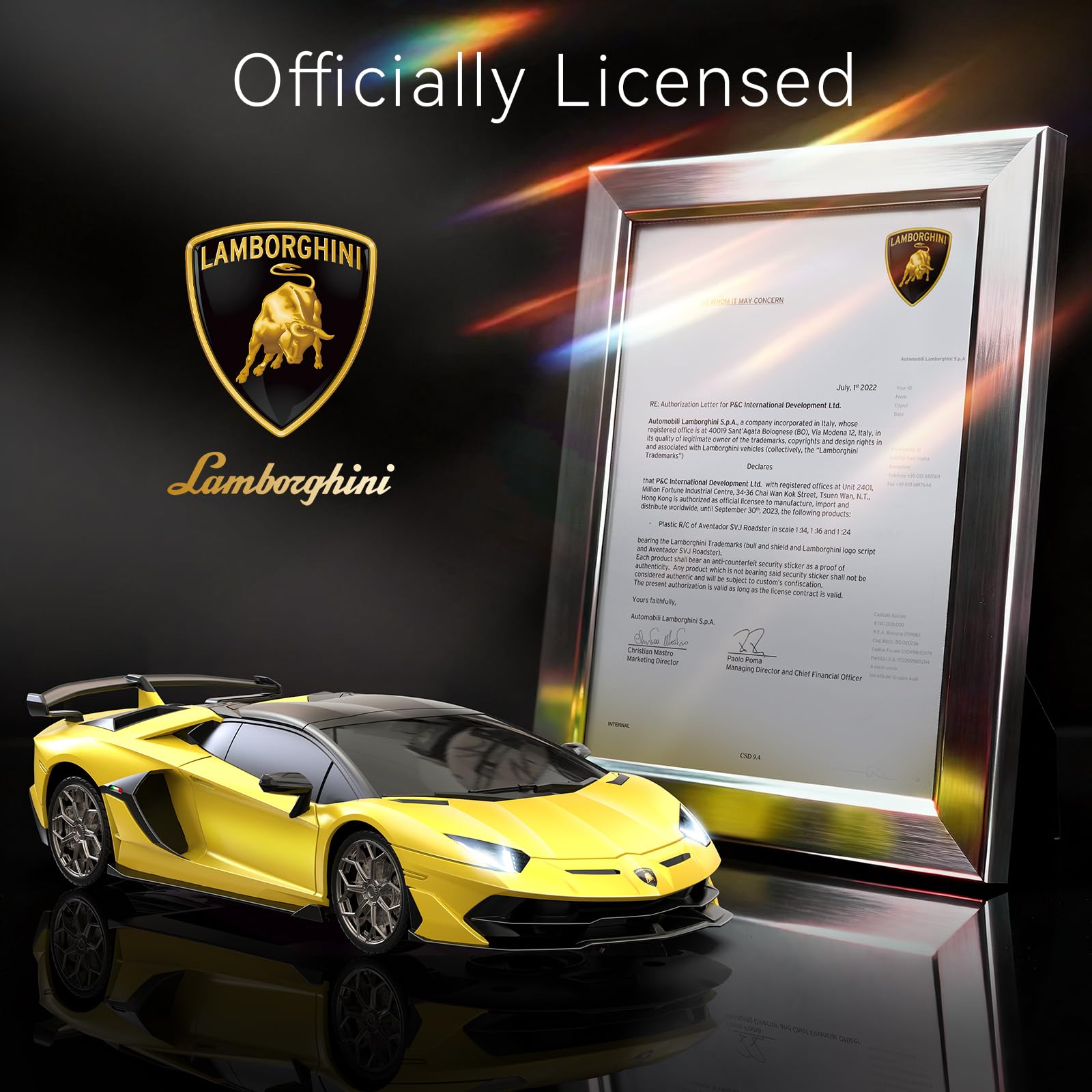 AEROQUEST Lamborghini RC car side view showing sleek profile for agile racing.