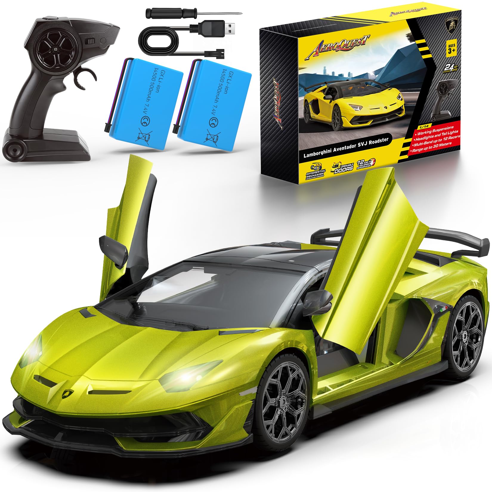 Aeroquest Lamborghini RC Car official licensed green 1:14 scale for authentic play