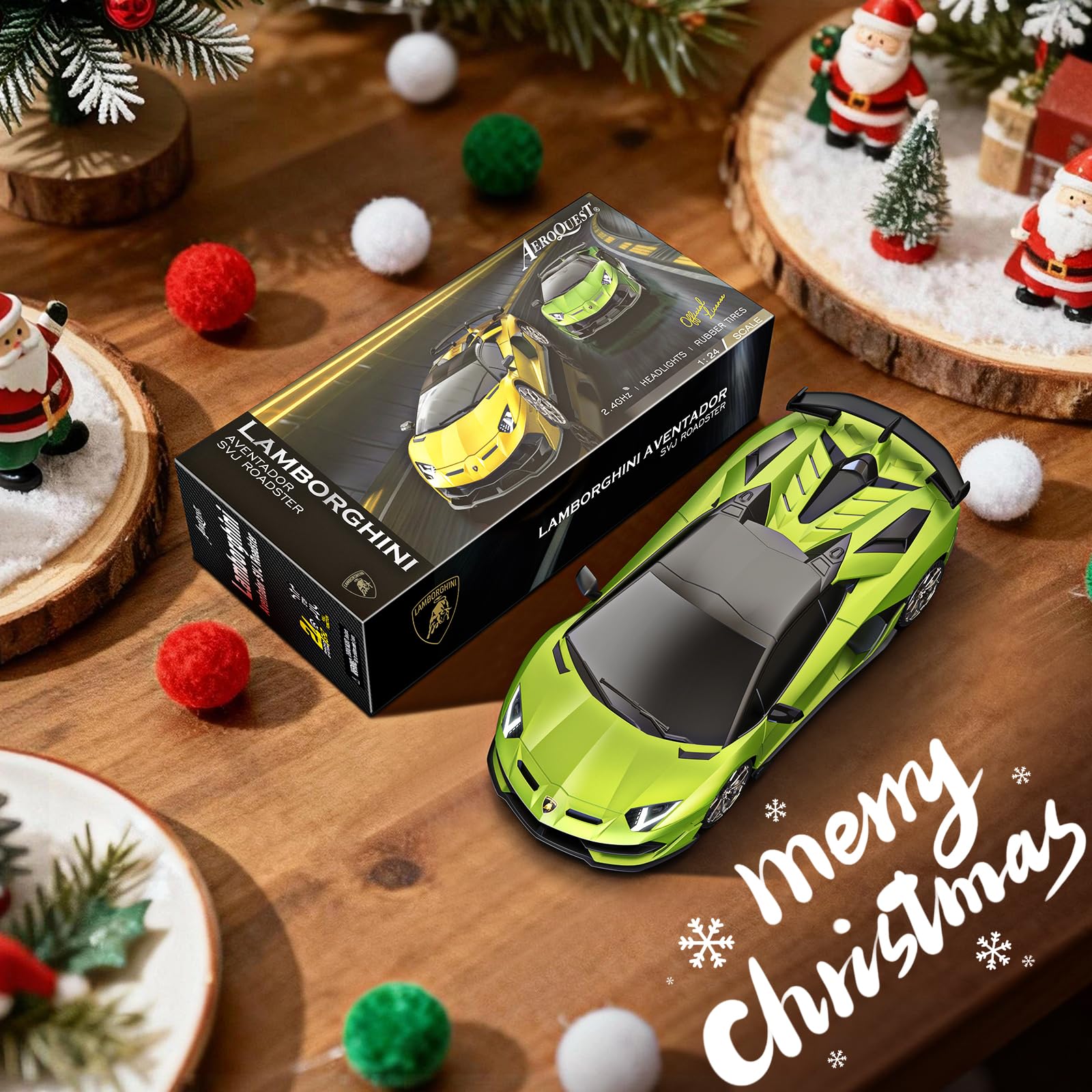 AEROQUEST Lamborghini RC car packaging includes tools for quick setup.