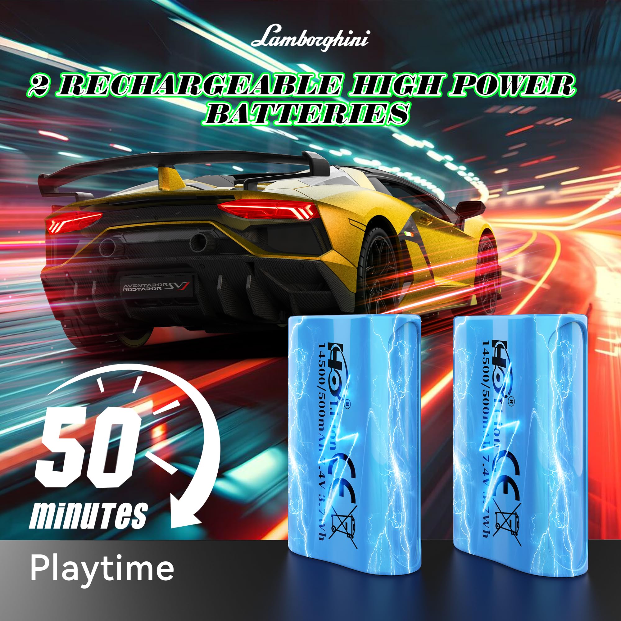 AEROQUEST Lamborghini RC car rear view capturing sleek, sporty silhouette.