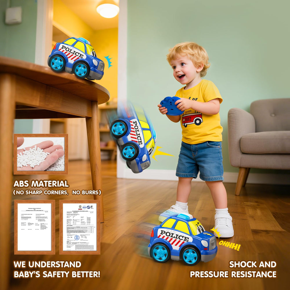 AEROQUEST police car with siren lights on, engaging sensory play for pretend emergencies.