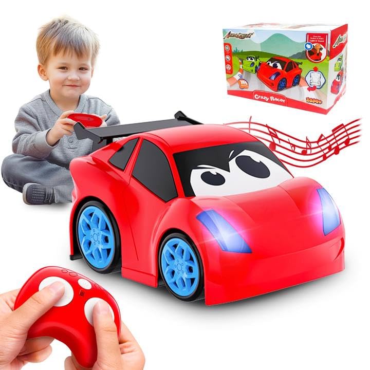 AEROQUEST RC car lights and sounds energize toddler play with vivid visuals.