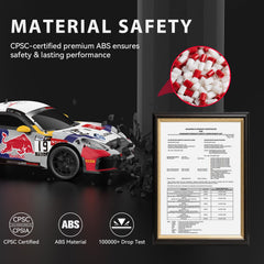 AEROQUEST Red Bull Porsche RC car detailed cabin and mirrors for realistic steering cues on every race.