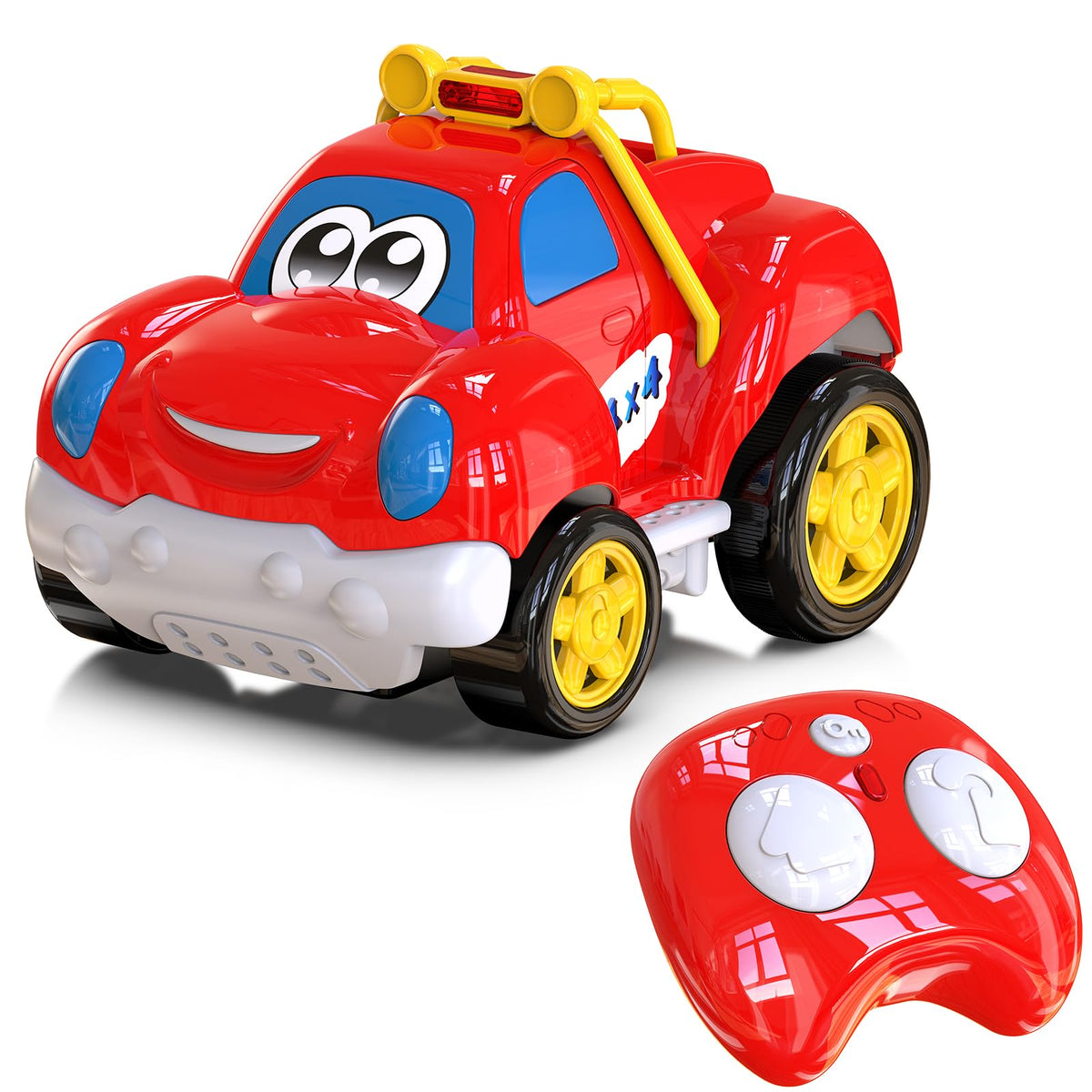 AEROQUEST toddler RC car pickup front view helps kids spot the toy quickly.