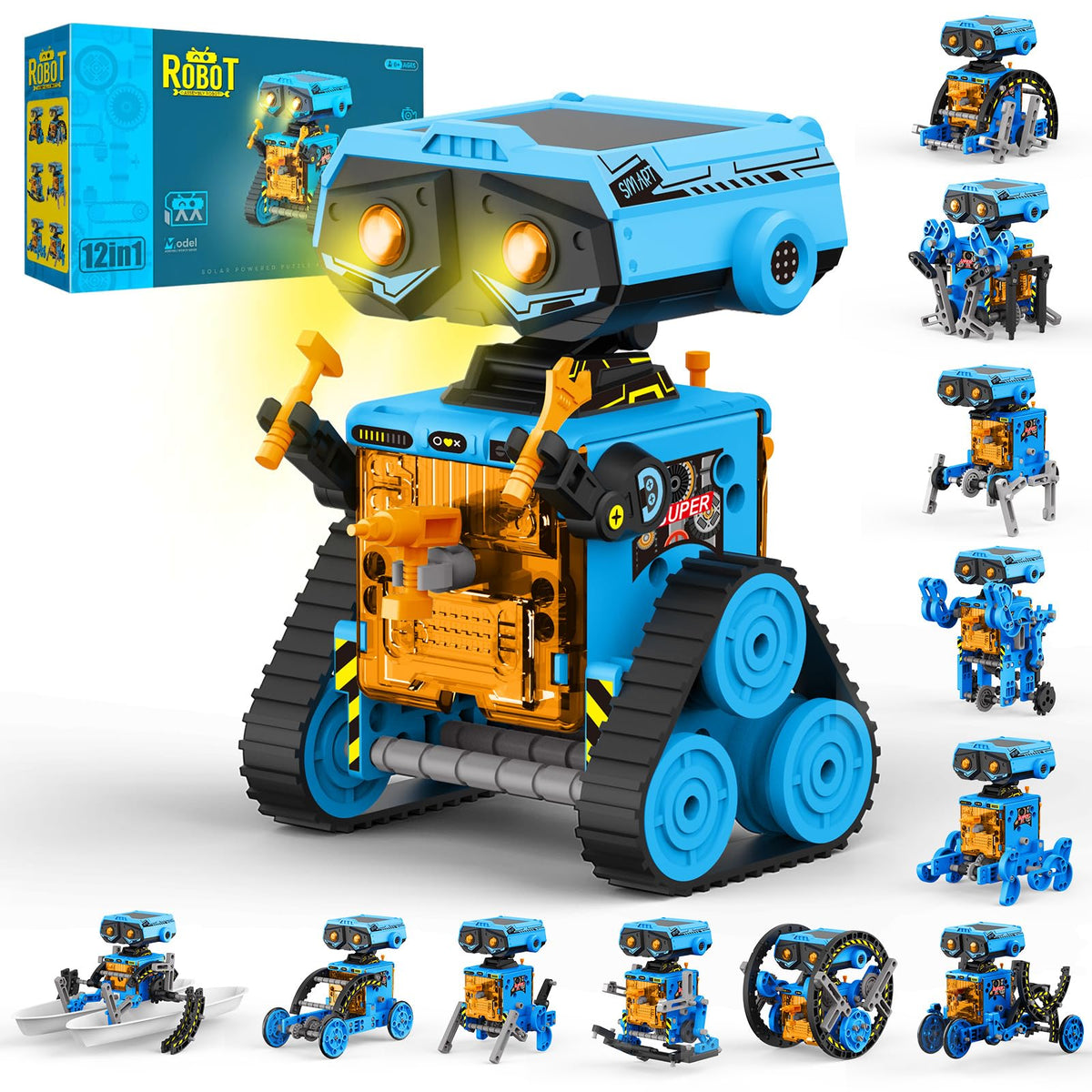 AESGOGO 12-in-1 Solar Robot Kit box showcasing packaging and STEM potential.
