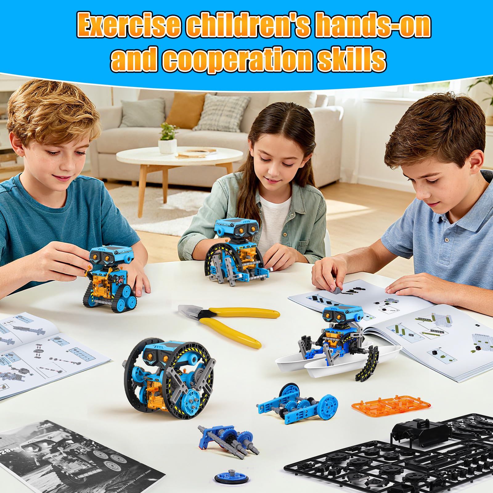 AESGOGO robot kit parts laid out for easy organization and planning.