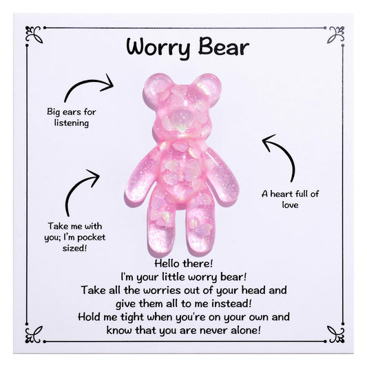 Aesnefe Pocket Worry Bear Hug in pink, compact anxiety relief on the go.
