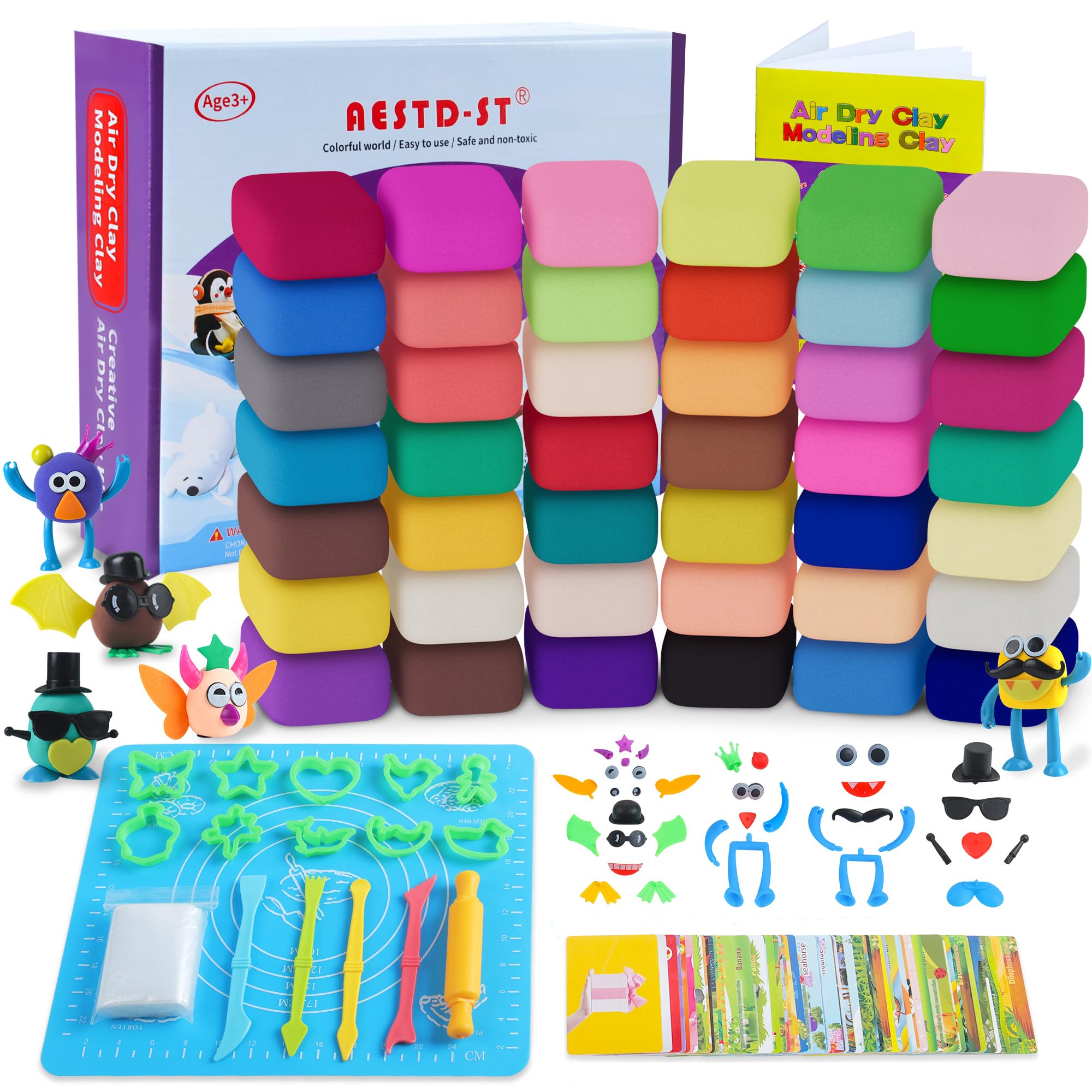 Aestd-ST air dry clay kit with 42 colors for kids.