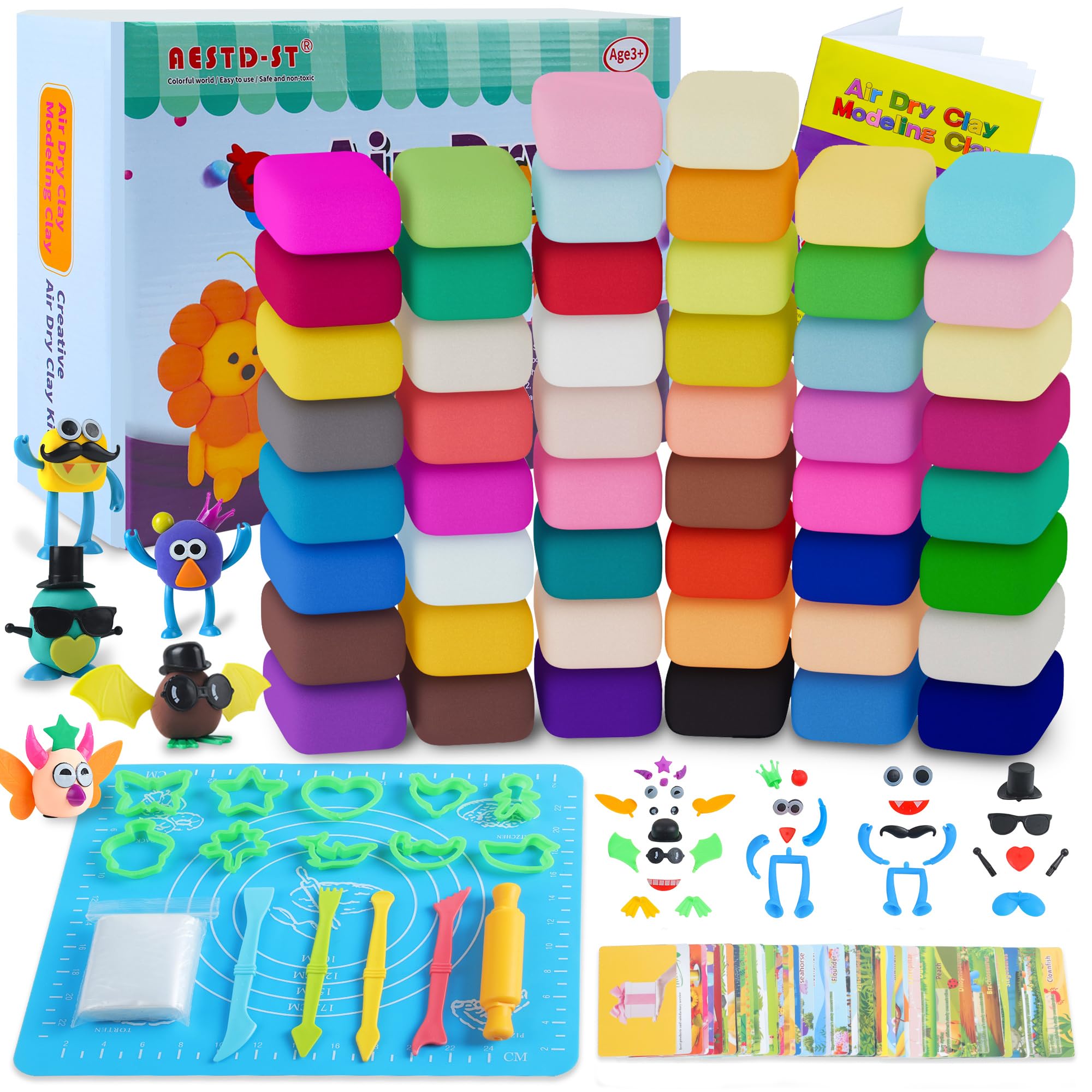 Aestd-ST air dry clay kit with 50 colors for creative kids play