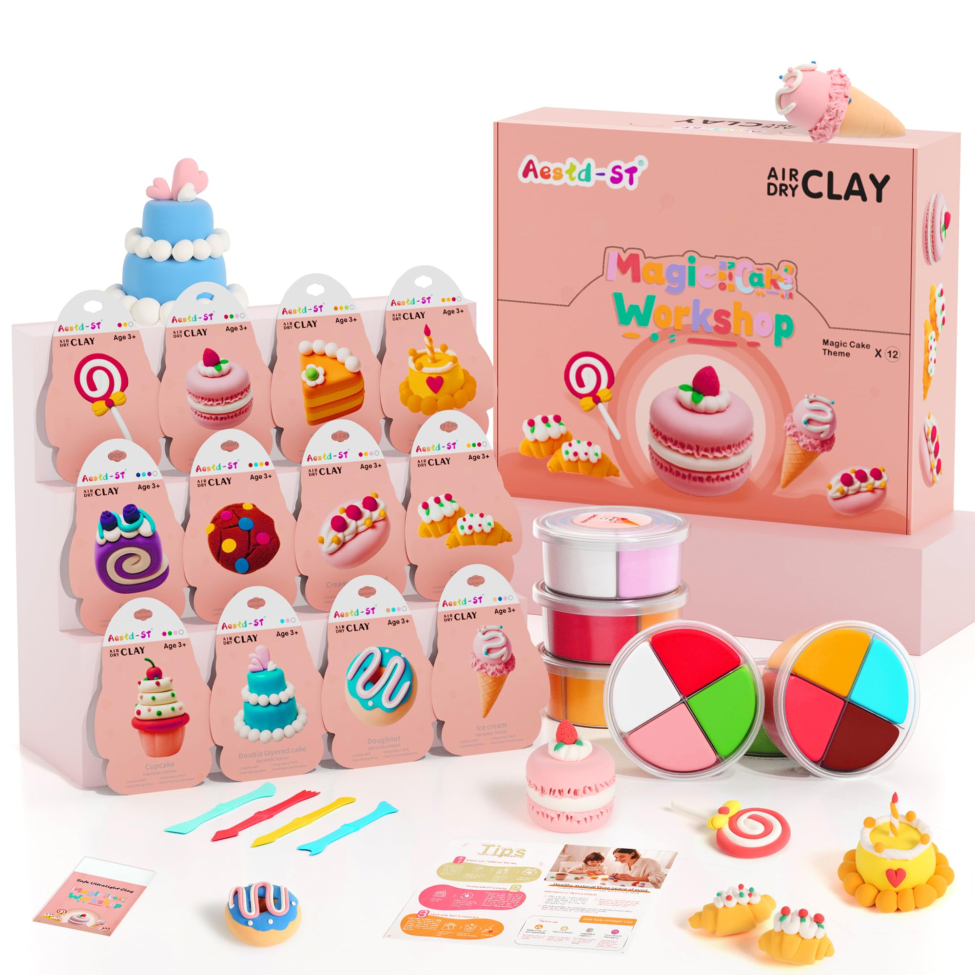 Aestd-ST air-dry clay kit cake-theme-box with vibrant colors for cake models