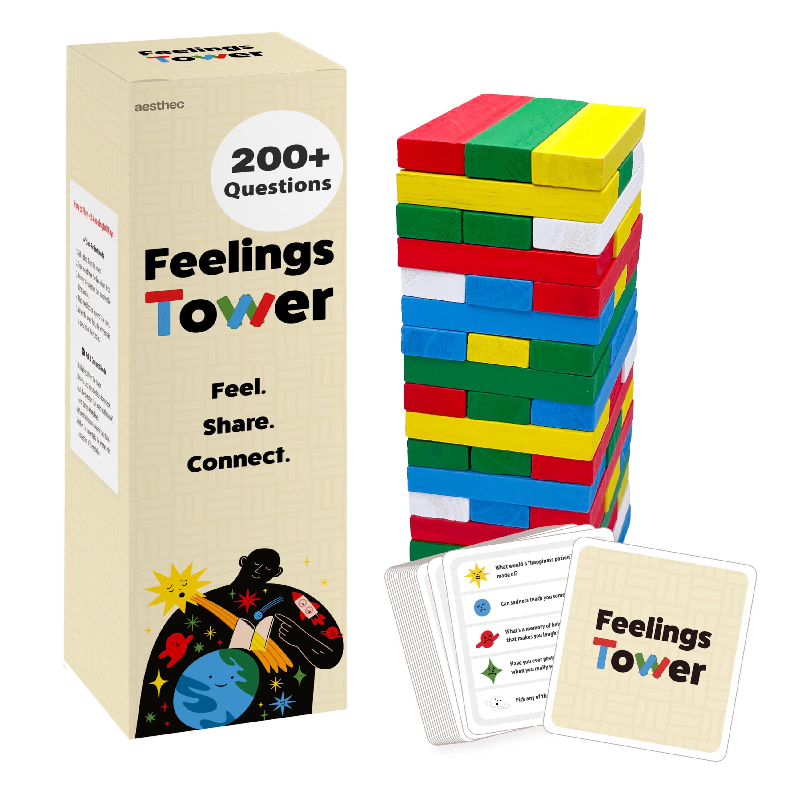 AESTHEC Feelings Tower blocks closeup for stackable emotional learning and dialogue