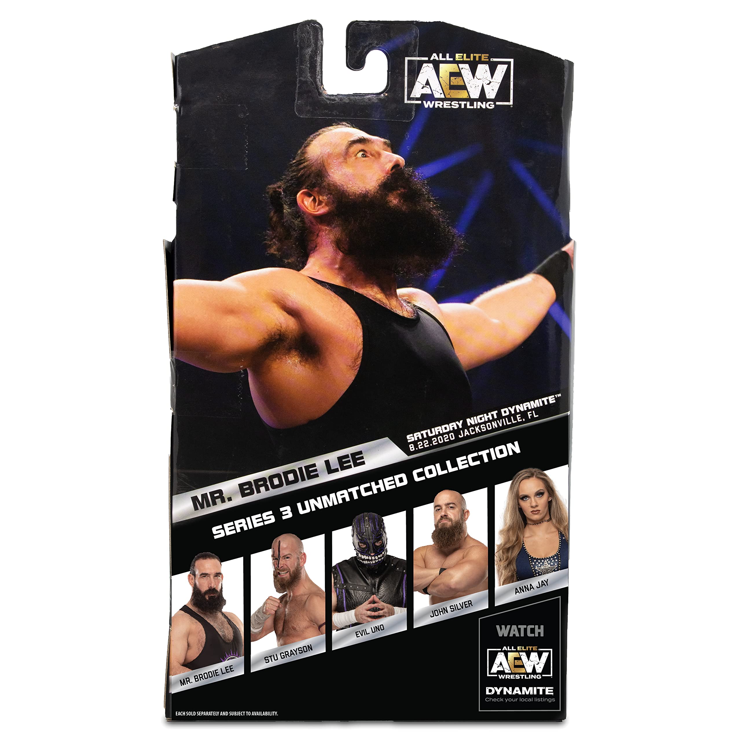 AEW Brodie Lee figure showcasing TNT Championship accessory for display.
