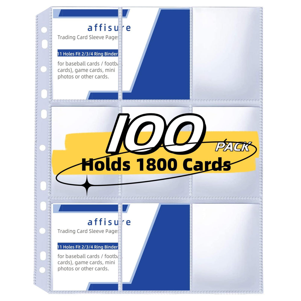 Affisure 9-pocket sleeves front view showing double-sided display for 18 cards per page.